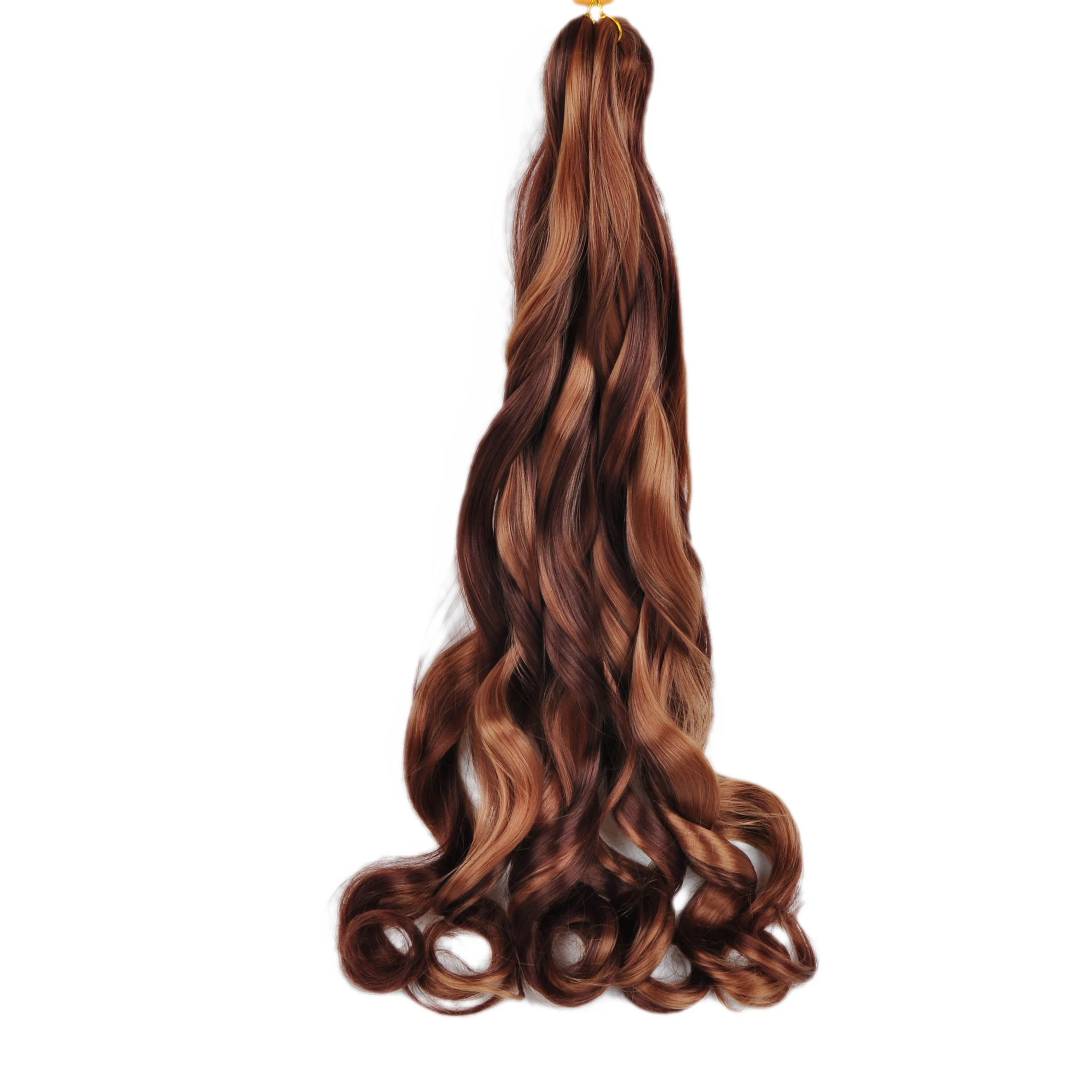 Synthetic 26 Inches Loose Wave Crochet Braids Hair Ombre Spiral Curls Pre Stretched Braiding Hair Extensions For Black Woman
