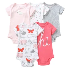 Summer Baby Boys Girls Clothes Short Sleeve 5 pcs Bodysuit Pack Children Kids Set Newborn Bodysuits 6 Months to 24 Months Bebes