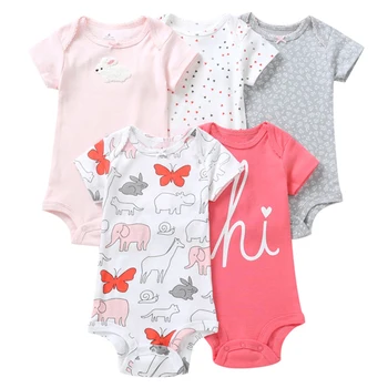 

Summer Baby Boys Girls Clothes Short Sleeve 5 pcs Bodysuit Pack Children Kids Set Newborn Bodysuits 6 Months to 24 Months Bebes