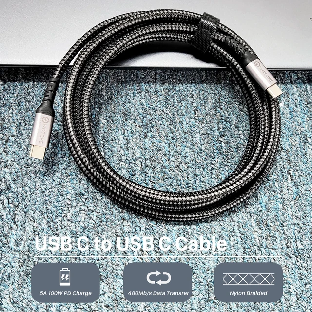 INIU Câble USB C, 2m 100W PD 5A Cable USB C Charge Rapide QC 4.0 Chargeur  Type C Nylon Tressé pour iPhone 15 Samsung S23 Ultra iPad Air MacBook Pro