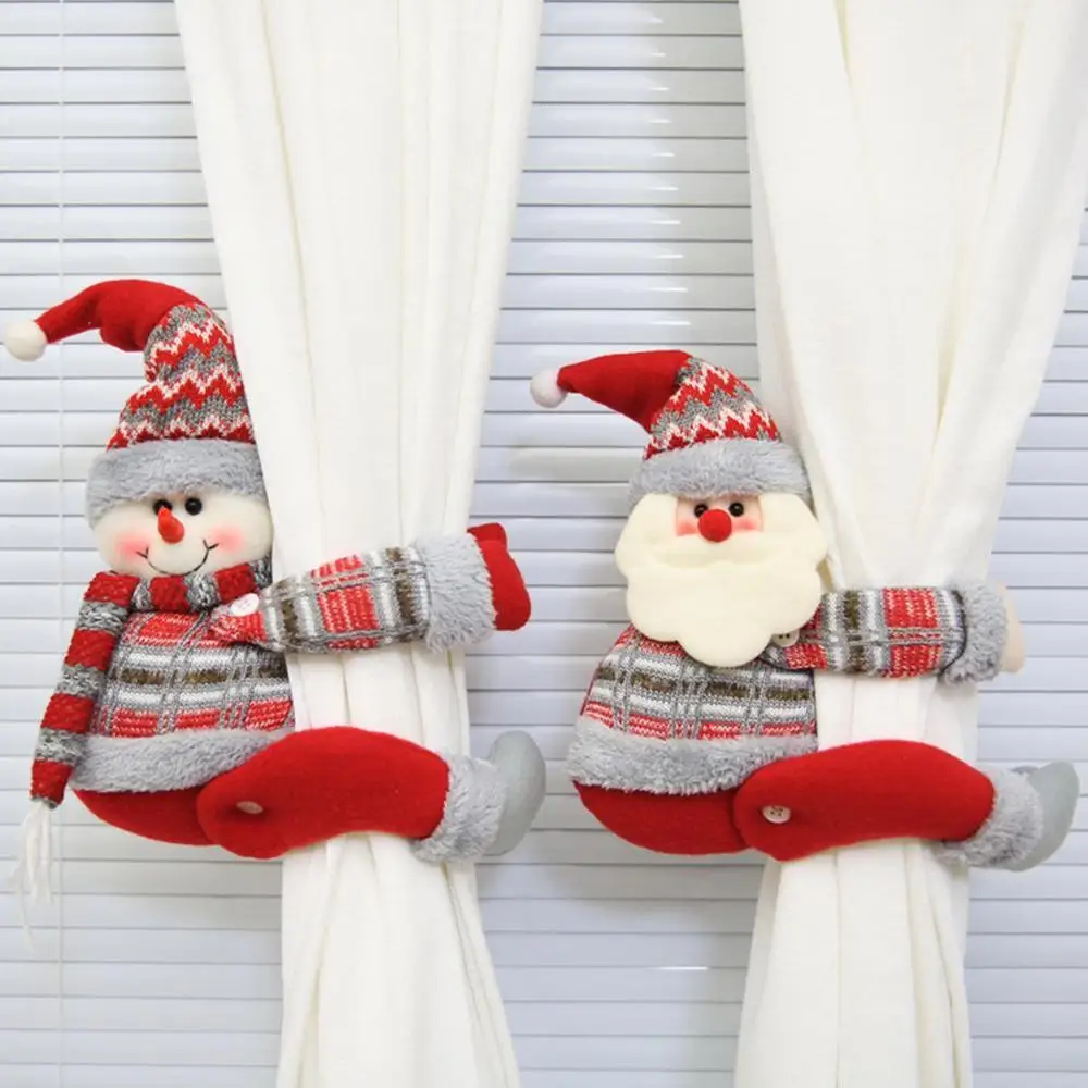 

New Cute Christmas Curtain Buckle Tieback Clips Holders Home Decorations Santa Elk Snowman 3 Types