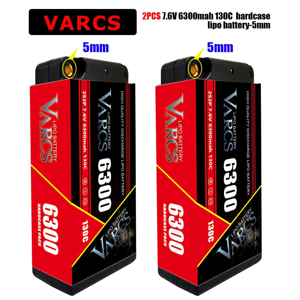 VARCS RC Lipo Battery 2S Short 7 6 V 6300mAh 130C HardCase 4mm 5mm Bullet конкурсная машинка радиоуправляемая 1/8