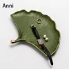 Creative Ginkgo Leaf Decorative Trays Nordic Modern Jewelry Perfume Cosmetic Ceramic Storage Tray Afternoon Tea Dessert Plates 4