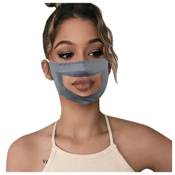 

1/5 Pc Adult Women Man Dust Proof Pollution Face Cover Reusable Washable Facemask With Clear Window Visible Expression Maschera