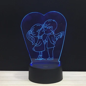 

LED 3D Boy & Girl Kiss Pure Love Acrylic Night Lamp Light Mylamp Luminary With Touch And Remote Lamps Lights Kids Decoration GiC