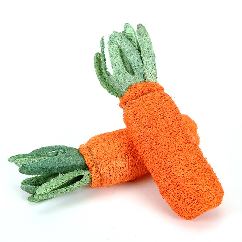 

Pet Teeth Cleaning Eco-friendly Towel Gourd Vegetable Sponge Carrot-shaped Chew Toy For Dogs New