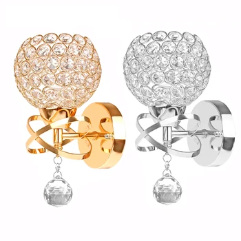 

2Pcs Modern Style Led Wall Lamp Crystal Pendant Stair Light Holder E14 Socket(No Bulb Included)Home Decor
