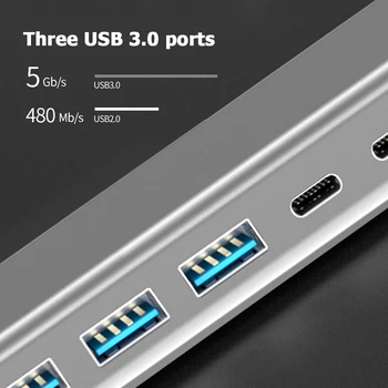 

USB-C HUB HDMI VGA PD 2 USB-C RJ45 3 14 in 1 USB3.0 2 USB2.0 3.5mm SD TF Adapter for Office Caring Computer Supplies