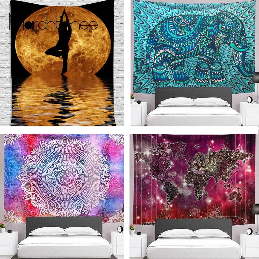 

Indian Mandala Tapestry Wall Hanging Bohemian Beach Throw Rug Blanket Moon Bedroom Elephant Yoga Mat Mattress Tapestries
