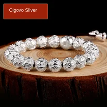 Cigovo990foot Серебряный браслет мужской шесть слов настоящие слова бисерный браслет Национальный стиль Модный персонализированный браслет тренд