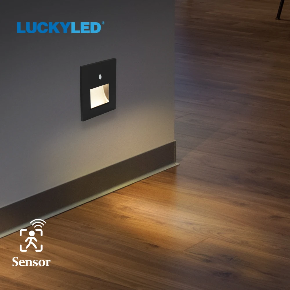 Luckyled Lampara Led De Pared Para Empotrar Escaleras Luz Con Sensor Pir Ac85 265v De Paso Iluminacion De Pasillo Interior Accesorio De Luz De Pared Lamparas De Pared Aliexpress