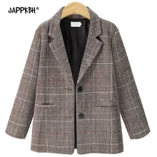 Женские блейзеры для офиса, повседневные клетчатые весенние осенние женские куртки, Женское пальто большого размера, приталенный Блейзер, женская верхняя одежда vadim