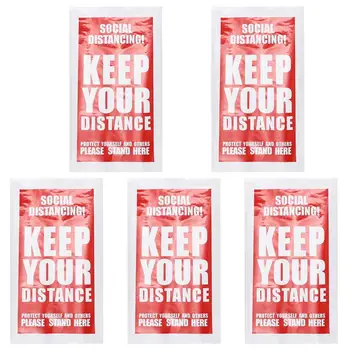 

5PCS Keep Your Distance Stickers Self Adhesive Rectangle Crowd Control Decals Floor Stickers
