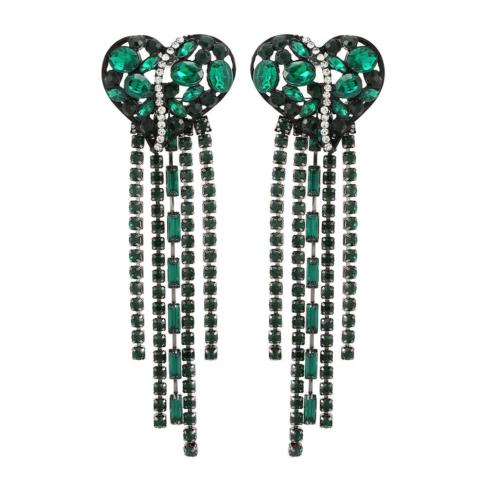 Ztech New Green Series Set Earrings Designer Jewelry Crystal Tassel Za Accessories Handmake Statement Bijoux Pendientes Brincos