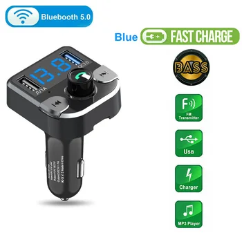 

FM Transmitter Aux Modulator Bluetooth Handsfree Kit Car Audio MP3 Player Radio Adapter With Quick Charge Dual USB Car Charger