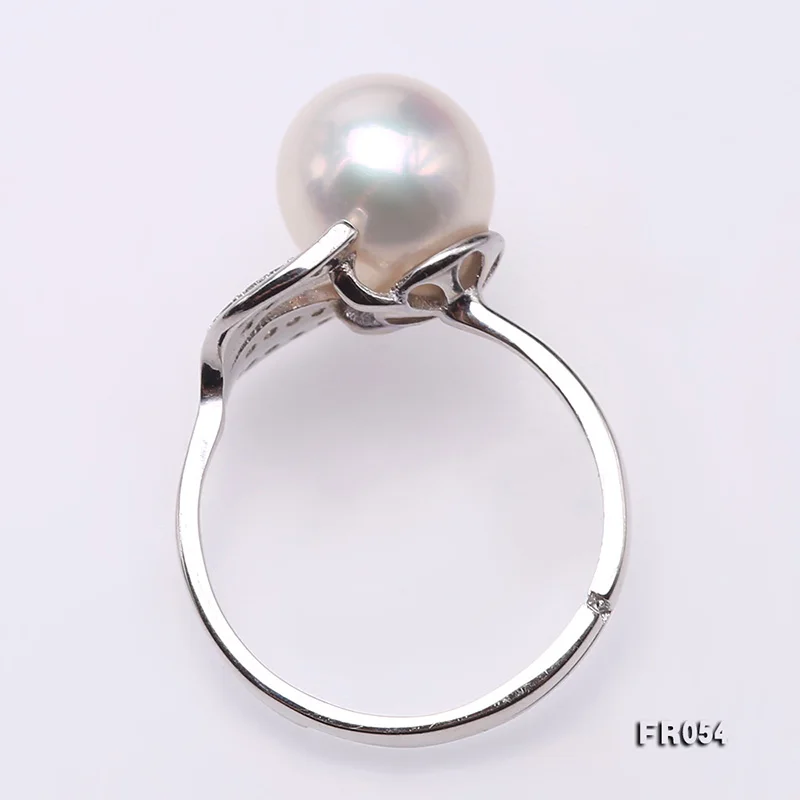 JYX элегантный белый круглый пресноводный жемчуг кольцо 9 мм АА стерлингового серебра натуральный жемчуг Регулируемый стиль