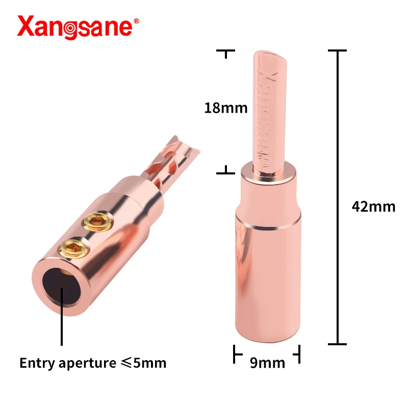 8pcs 순수 레드 구리 도금 레드 구리 바나나 플러그 하이파이 스피커 케이블 커넥터 솔더리스 투스 커넥터