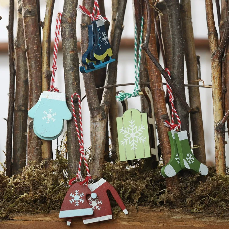 Традиционные деревянные рождественские украшения подвеска дерево качалка Лошадь лыжный костюм игрушки Ангел Кукла Окно двери висячие