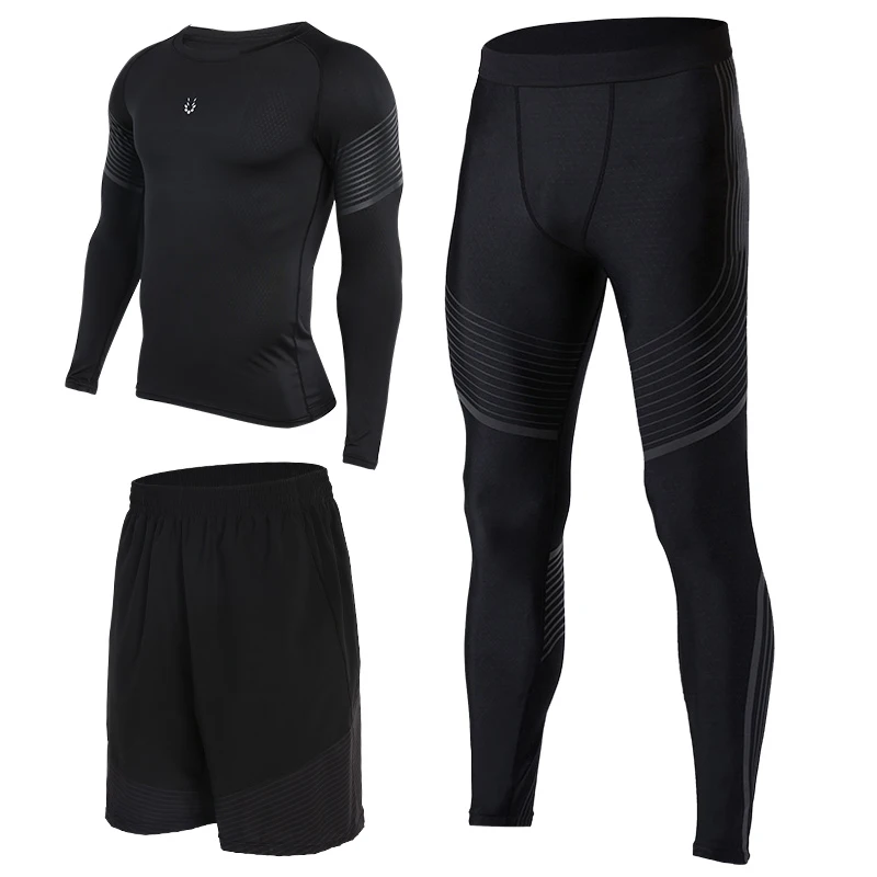 B2(Gray) Vansydical, мужские костюмы для бега, компрессионные колготки, рубашка с капюшоном, для фитнеса, спортивный комплект из 5 предметов, спортивные костюмы для спортзала, бега, мужская спортивная одежда - Цвет: B2(Gray)