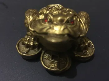 

Chinese feng shui money frog three -legged toad money pot copper statue