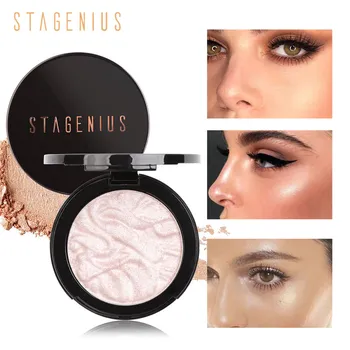 

STAGENIUS Blush Highlighter Palette 4 Colours Long-lasting Baked Shimmer powder Brighten Contouring Palette Face Makeup TSLM2