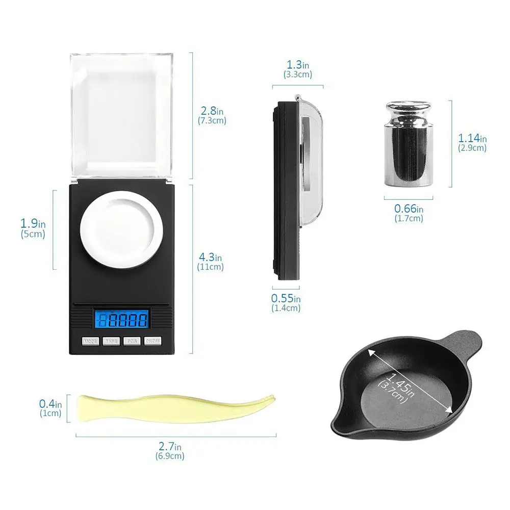 Digital Milligram Lab Scale Smart Weigh 20g/50g x 0.001g Herbs Jewelry Medicinal