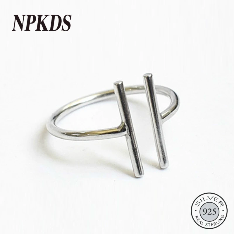 

925 Sterling Silver Double Row Rings Minimalist Line Design Elegant Letter T Thin Rings for Women Silver 925 Jewelry Wholesale