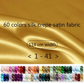 

Solid Color Silk Crepe Satin Fabric For Dress Shirt Bedding Silk Fabric Width 114cm Clothing Cloth For DIY Sewing HOT