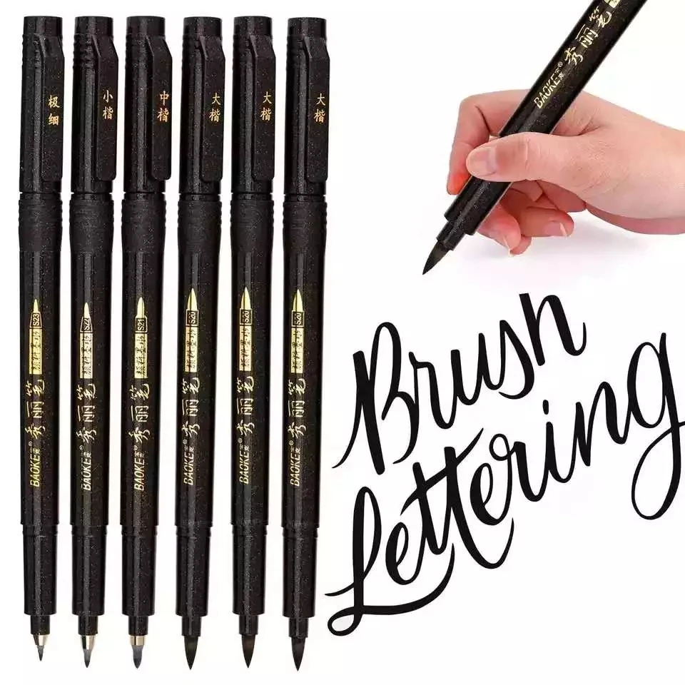 

4 Sizes/Lot Nibs Calligraphy Pen Brush Lettering Pens Set flexible Refill Brush Markers Set for Signature Drawing Hand Lettering