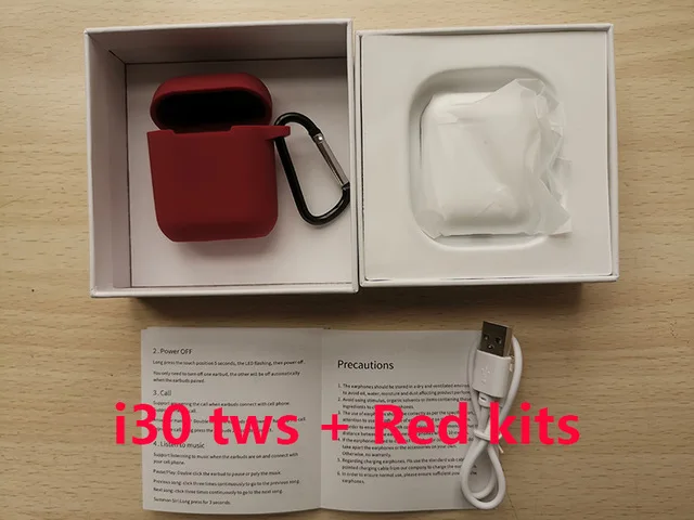 I30 Tws Bluetooth наушники беспроводные стерео сенсорная гарнитура Aire 1:1 Реплика всплывающие наушники для IPhone Android samsung - Цвет: i30 add red kits
