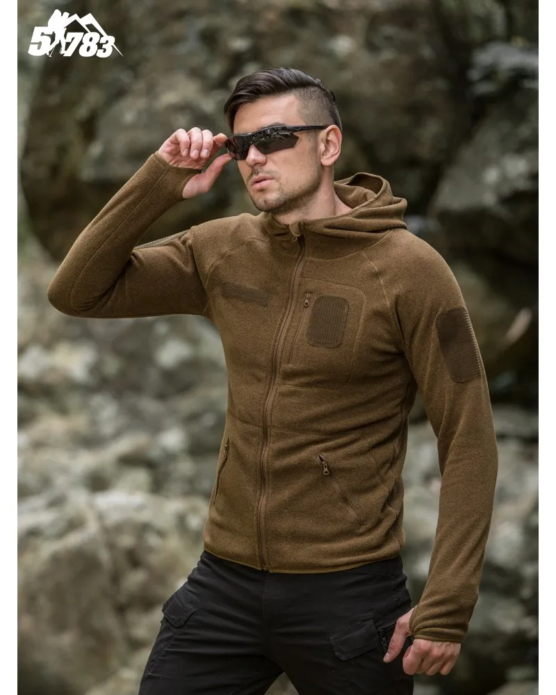 

Outdoor Tactical Fleece Jacket Spring Autumn Warm Cardigan Hooded Coat Tops Men Sport Riding Hiking Windproof Thermal Jackets