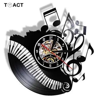 

Piano Room Music Notes Wall Clock Vinyl Record Clock Musician Pianist Teacher Custom Sign I Love Music Wall Art Clock horloge