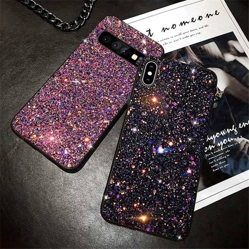 Матовая задняя крышка из ТПУ для Samsung Galaxy S10 Plus S10E чехол телефона с блестками A7 A9 2018
