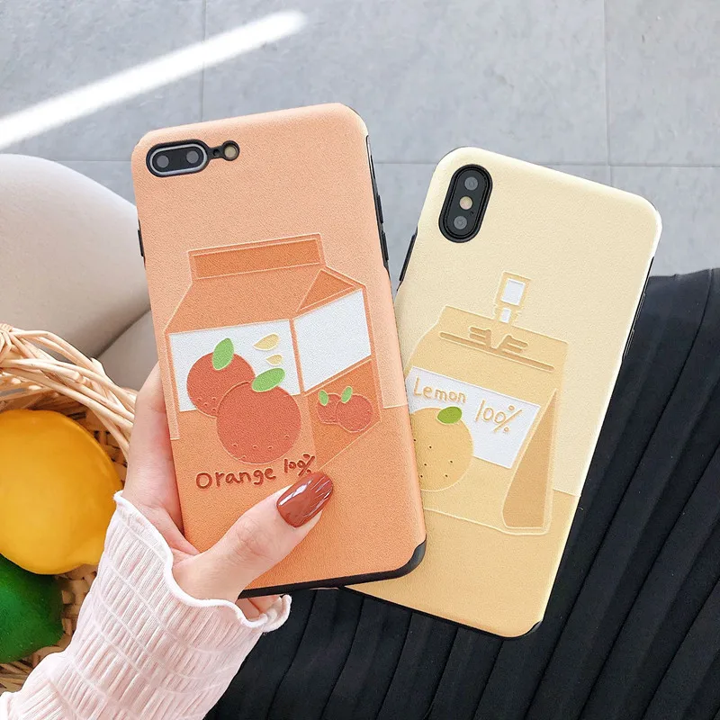 Силиконовый чехол для iphone 11Pro Max милый с японским напитком оранжевого цвета iPhone 7 6