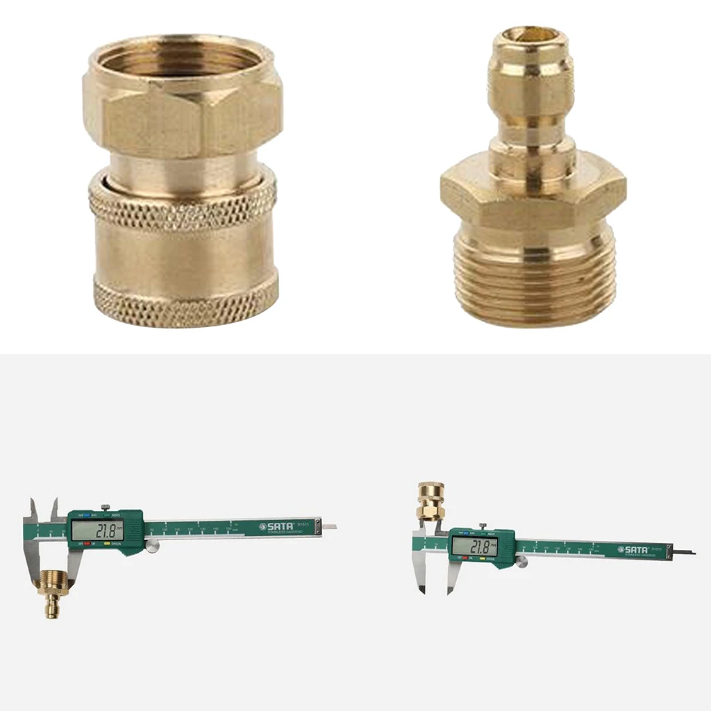 2pcs Quick Release Connectors M22 Male & M22 Female Set Fits for Garden Hoses and Pressure Washer