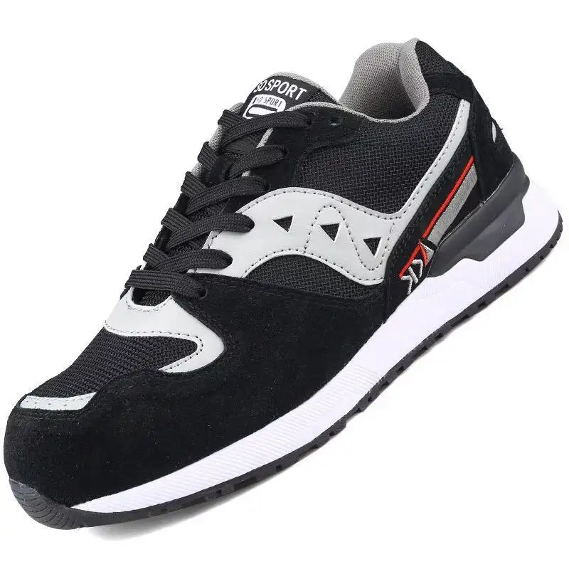 Men's Work Safety Shoes Steel Toe Cap Fashion Breathable Sports Shoes Breathable Lightweight Summer Men's Sports ShoesNew song - Цвет: Черный
