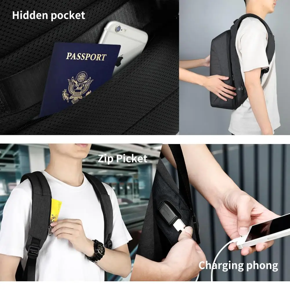  Tigernu anti theft laptop backpack usb charging 15.6 backpacks men slim waterproof school backpack 