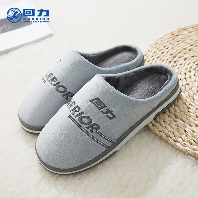 

Warrior New Style Autumn And Winter Cotton Slippers Couples Home Slipper Cover Heel Anti-slip Warm Men And Women Indoor Cotton S