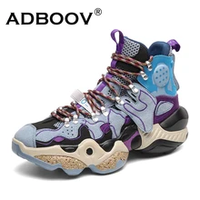 ADBOOV новые высокие кроссовки мужские Pactchwork модные мужские туфли замшевые Брендовые спортивные туфли Zapatos De Hombre