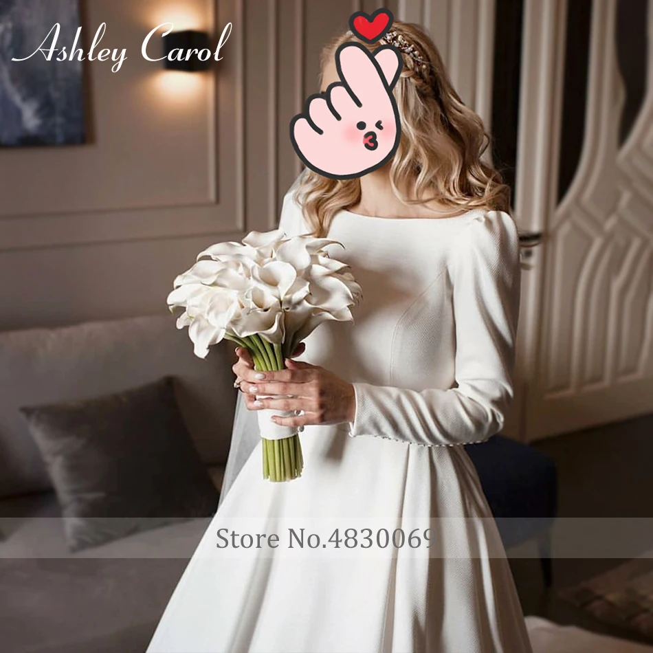 Свадебное атласное платье с длинным рукавом Ashley Carol 2020 Vestido De Noiva сексуальное