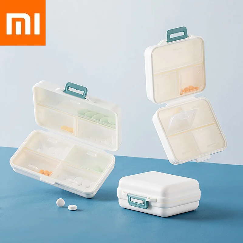 

Xiaomi Pocket Medicine Box Mini Sealed Kit Small Portable A Week Split Kit Mini- Pill Case Double Seal Moisture-proof Dust-proof
