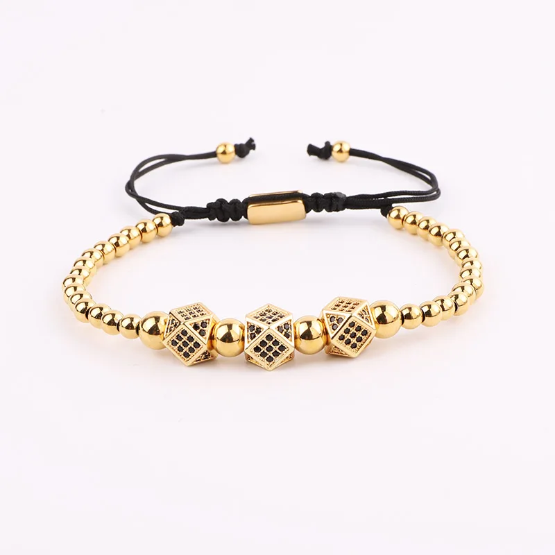 New Design Luxury Crown Bracelet Jewelry Gold Plated CZ Pave Charm Beaded Macrame Bracelet Set Male - Image 6