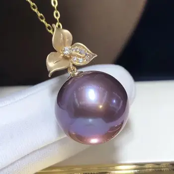 

D316 Fine Jewelry Natural 12-13mm Fresh Water Purple Pearl Pendants Necklaces for Women Fine Gifts Classic Necklaces
