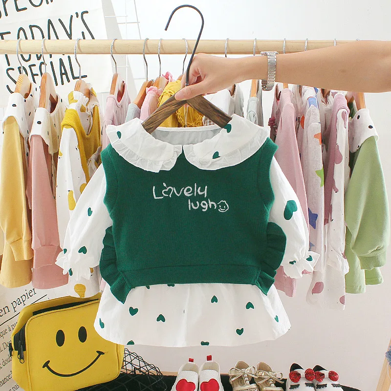 

Baby Boys Girls Christmas Autumn Warm WaistCoat + Sweater + 2Pcs Infant Kids Children Sports Suit Toddler Clothes Heart love