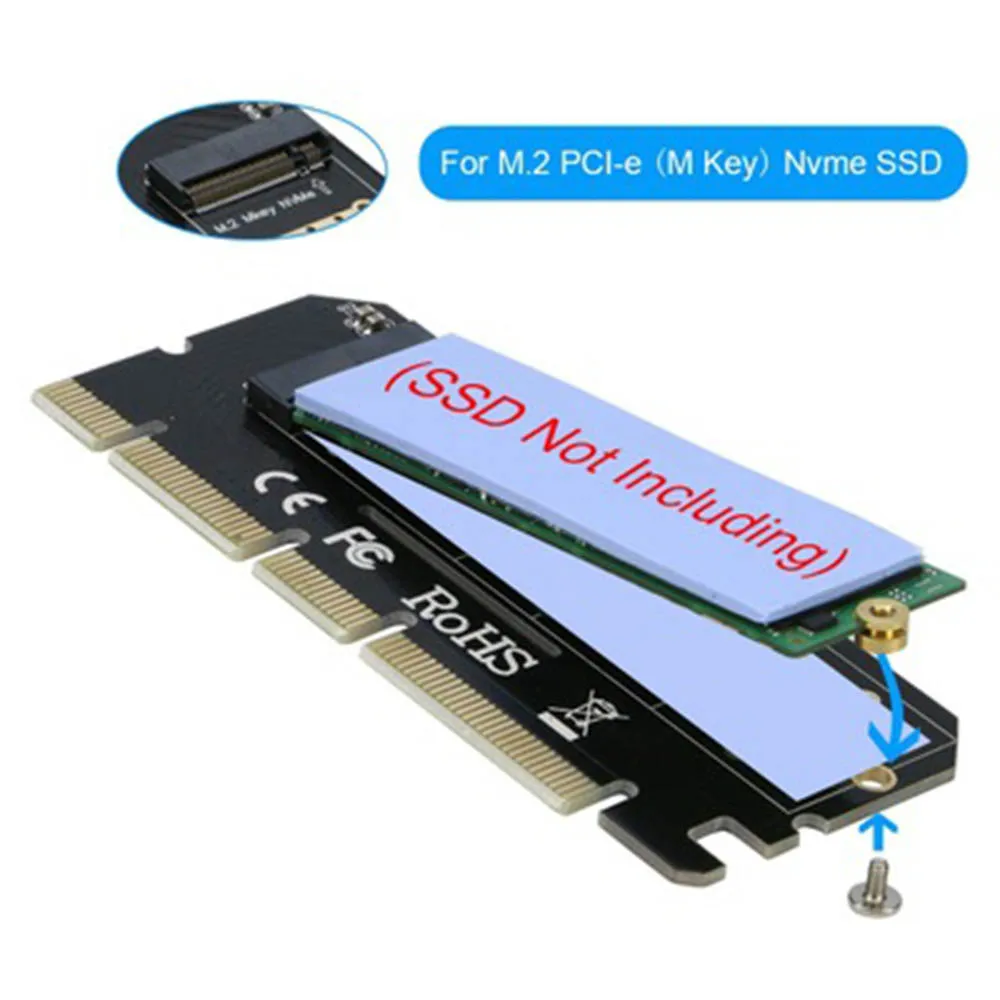 M.2 NVME PCIE для M2 адаптер Светодиодный Накопитель SSD с протоколом NVME M2 PCIE x16 карты расширения адаптер для компьютера Интерфейс M.2 Накопитель SSD с протоколом NVME NGFF к PCI Express 3,0X16