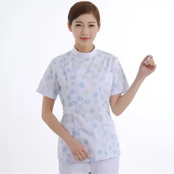 

2020 Plus Size Floral Print Medical Scrubs Tops Nursing Uniform Medical Clothing Dental Clinic Nursing Scrubs Women Hair Dresser