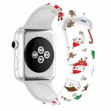 Рождественский подарок, ремешок для Apple watch 5, 4, 3, 2, 1, полосы 40 мм, 44 мм, силиконовый ремешок с цветочным принтом для iWatch Series 5, 4, 3, 2, 38 мм, 42 мм
