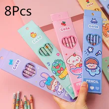

6Pcs Pencils Set Wholesale Cute Korean Stationery Wooden Pencil Crayons for Kids Sketch Doodle Painting Art School Supplies Set