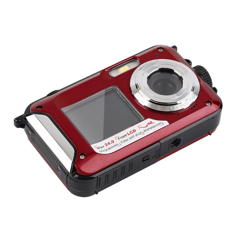 Новинка 2,7 дюймов TFT цифровая водостойкая камера 24MP MAX 1080P двойной экран 16x цифровой зум видеокамера Встроенный громкоговоритель Micphone - Цвет: Красный