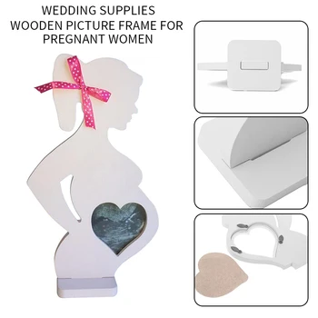 

Couple Bedroom Desktop Pregnant Women Pictures With Ribbon Decoration Wooden Home Standing Photo Frame Table Wedding Supplies